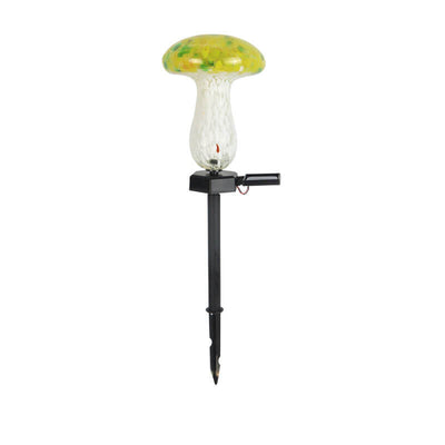 Contemporary Creative Colorful Mushroom Glass Shape LED Solar Waterproof Lawn Insert Light For Garden