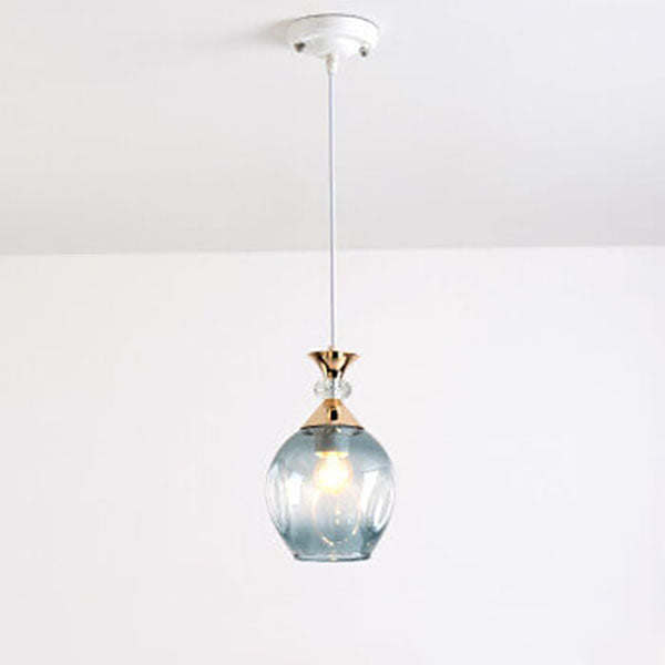 Zeitgenössische nordische Inselleuchte mit kugelförmigem Schirm aus Farbverlaufsglas und Metall, 1/3-flammig, für das Wohnzimmer 