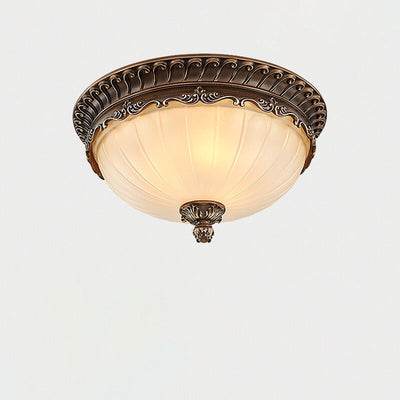 European Retro Light Luxury Resin Metal 3-Light Flush Mount Lighting