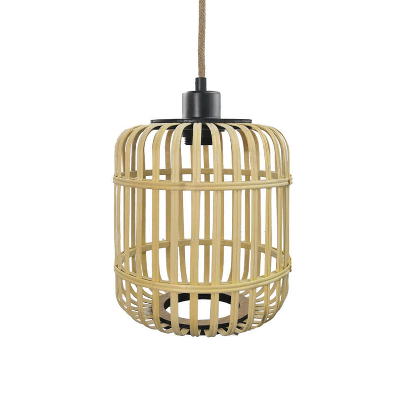 Modernes Bambus- und Rattan-Weben, hohles Vogelkäfig-Design, 1-Licht-Pendelleuchte 