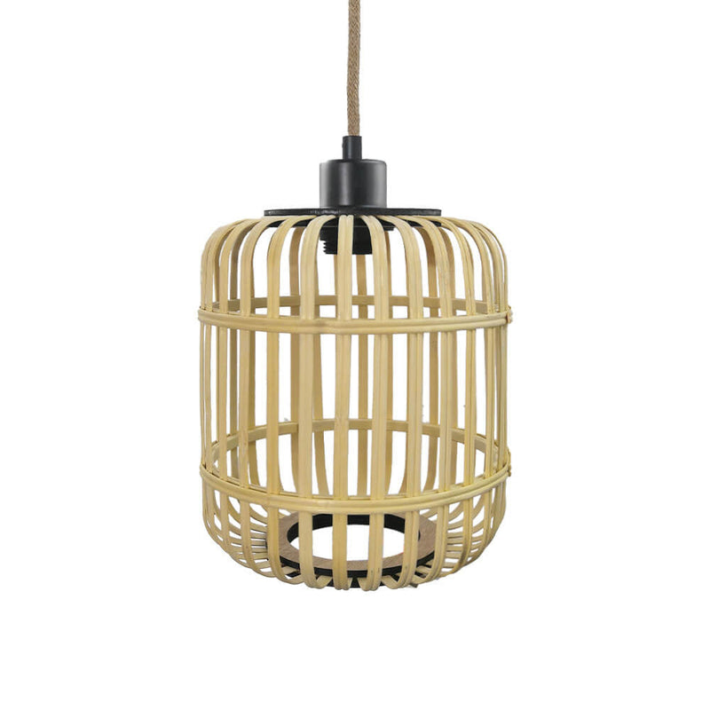 Modern Bamboo And Rattan Weaving Hollow Birdcage Design 1-Light Pendant Light