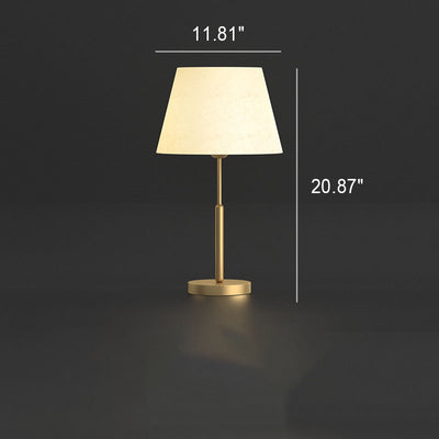 Modern Minimalist Light Luxury All Brass Fabric 1-Light Table Lamp