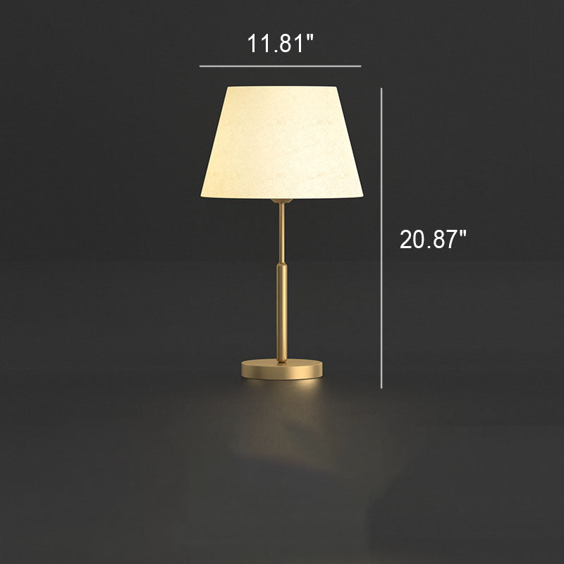 Modern Minimalist Light Luxury All Brass Fabric 1-Light Table Lamp