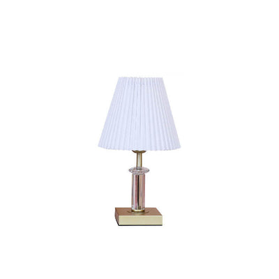 Lampe de table moderne minimaliste en tissu plissé en forme de cône avec matériel en cristal à 1 lumière 