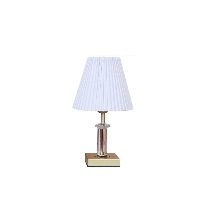 Lampe de table moderne minimaliste en tissu plissé en forme de cône avec matériel en cristal à 1 lumière 