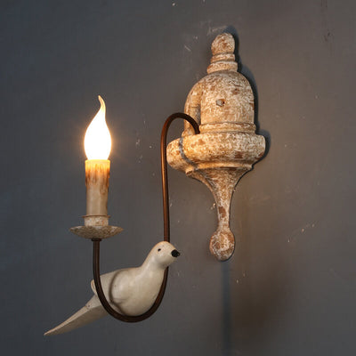 Vintage Rustic Wooden Bird Sconce 1/2 Light Wall Sconce Lamp