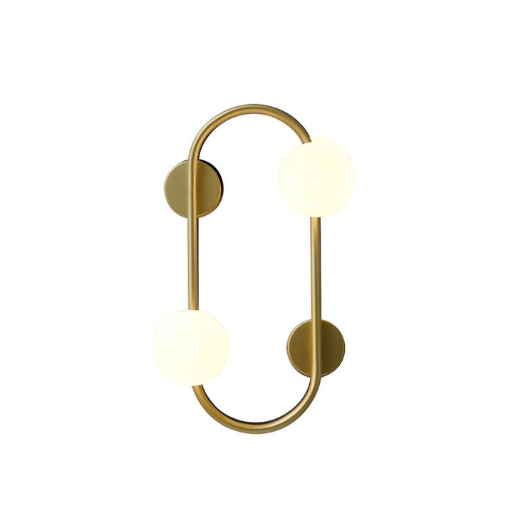 Aplique de pared contemporáneo nórdico de hierro con bola de cristal y aro ovalado de 2 luces para sala de estar 