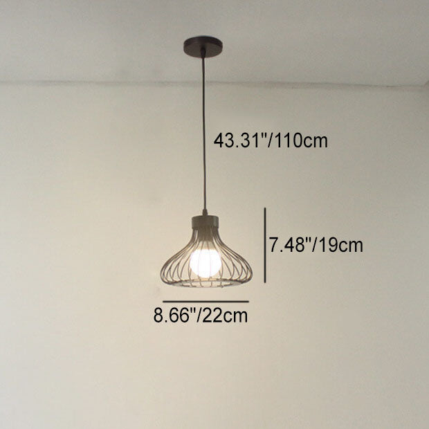 Zeitgenössischer industrieller Eisen-Schwarzer ovaler, hohler Käfig-1/3-Licht-Insel-Licht-Kronleuchter für das Wohnzimmer 