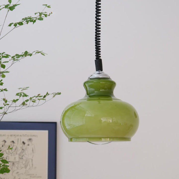 Contemporary Nordic Glass Iron Round Gourd 1-Light Pendant Light for Living Room