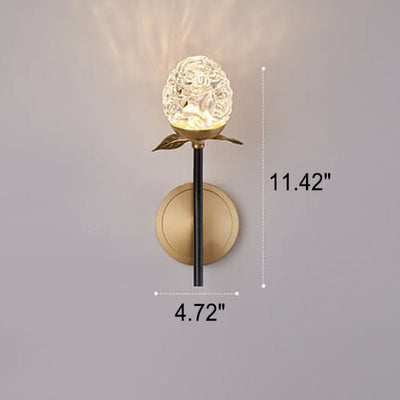 Moderna lámpara de pared con rama de manzana de cristal de lujo 1/2 luces 