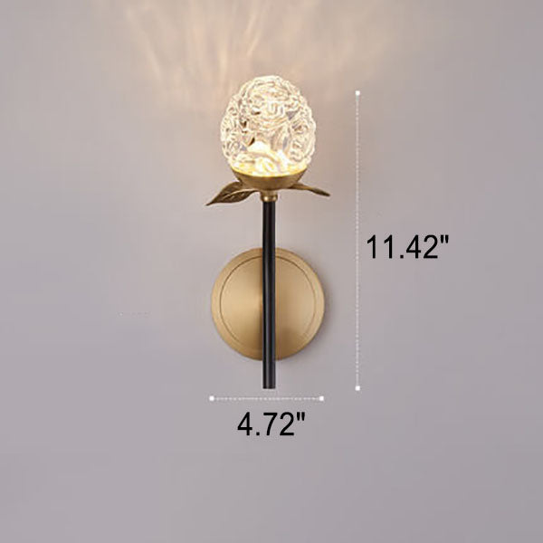 Moderna lámpara de pared con rama de manzana de cristal de lujo 1/2 luces 
