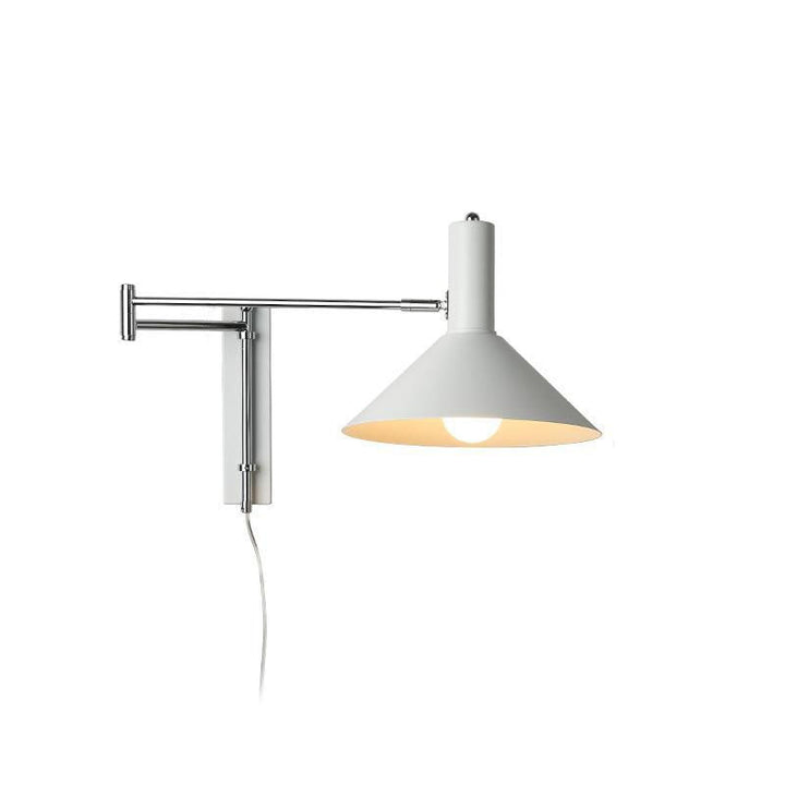 Modern Minimalist Round Tapered Iron 1-Light Retractable Wall Sconce Lamp For Bedroom