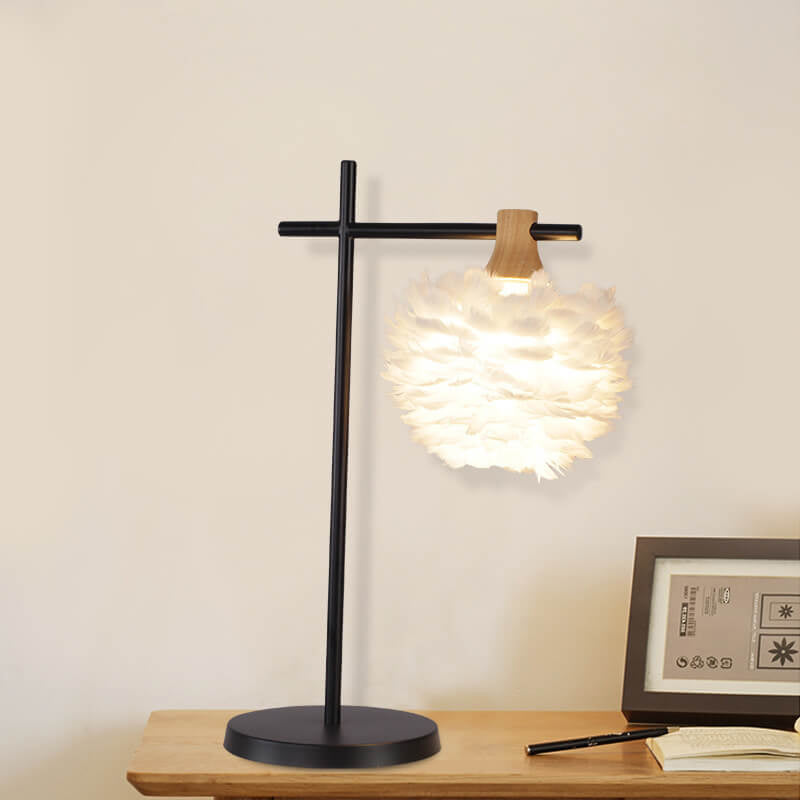 Lampe de Table 1 Lumière avec Tige de Pêche à Plume Créative Moderne 