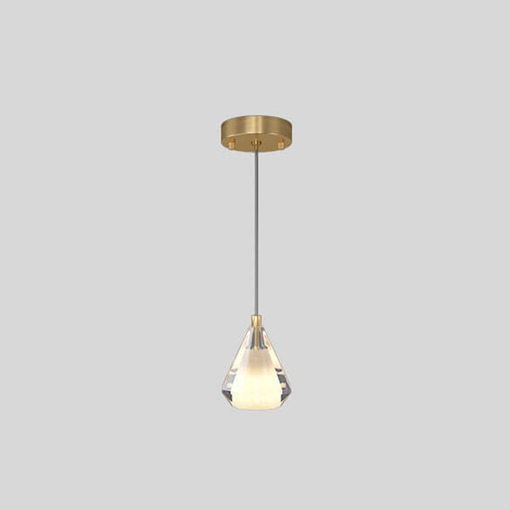 Suspension Luminaire Nordique en Cuivre Complet Design Créatif en Diamant à 1 Lumière 
