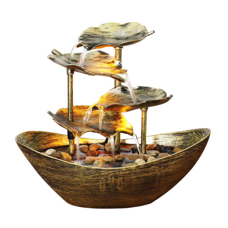 Kreative Lotusblatt Yuanbao Fließbrunnen LED Dekorative Tischlampe 