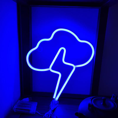 ضوء LED على شكل سحابة نيون إبداعية مع إضاءة رعدية يعمل بالبطارية/USB للزينة 
