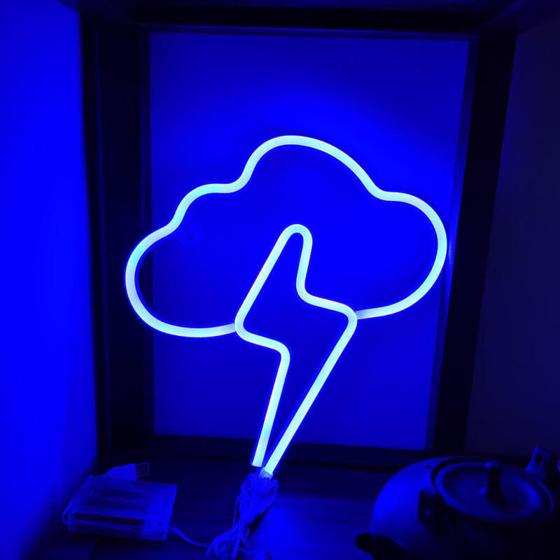 ضوء LED على شكل سحابة نيون إبداعية مع إضاءة رعدية يعمل بالبطارية/USB للزينة 