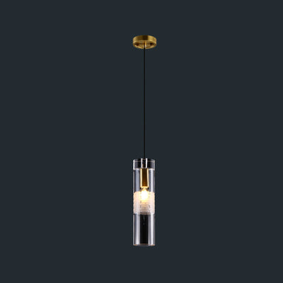 Nordic Light Luxury Crystal Column Brass 1/3 Light Island Light Chandelier