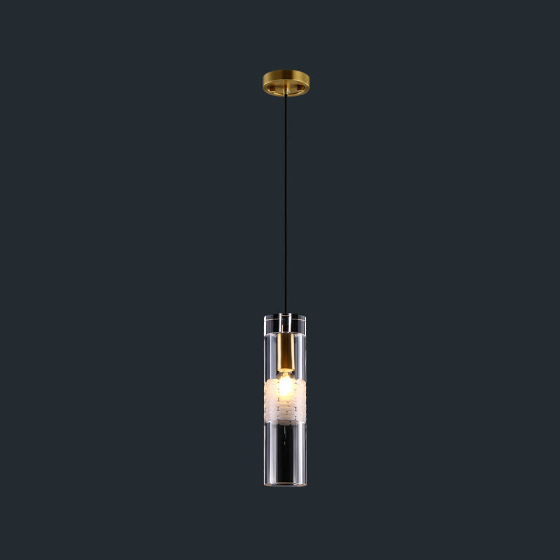 Nordic Light Luxury Crystal Column Brass 1/3 Light Island Light Chandelier