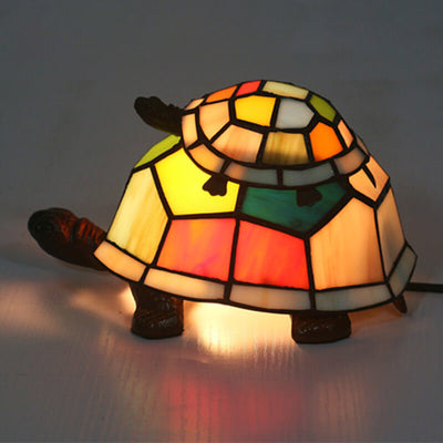 European Tiffany Turtle Stained Glass 1-Light Night Light Table Lamp