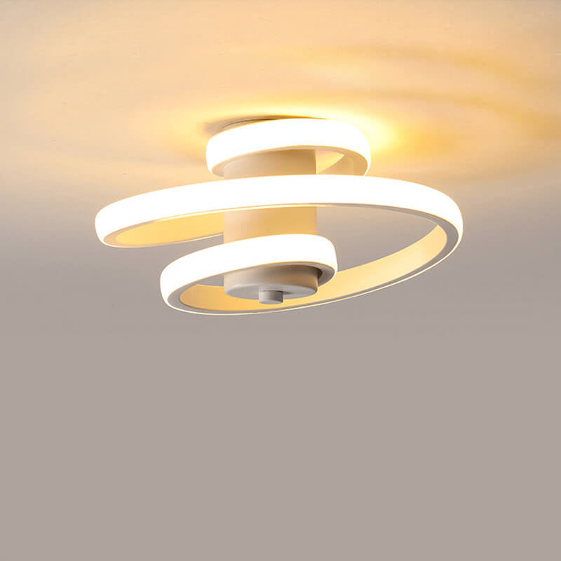 Nordic Minimalist Aluminum Ribbon Spiral Design LED Flush Mount Light