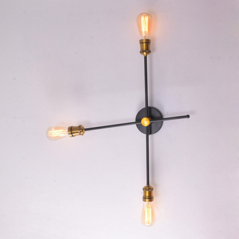Industrielle Vintage Eisen Lineare Verstellbare 3-Licht Wandleuchte 
