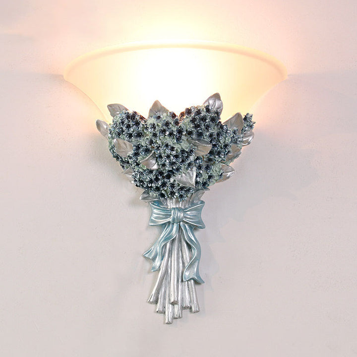 Contemporary Creative Bouquet Shape Resin Glass 1-Light Wall Sconce Lamp For Hallway
