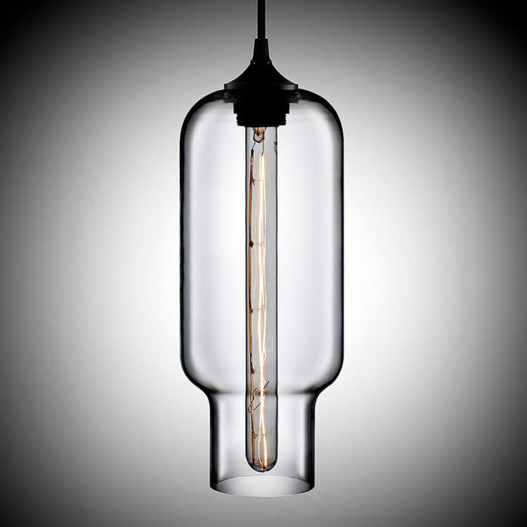 Nordic Simple Stained Glass Long Jar Design 1-Light Pendant Light