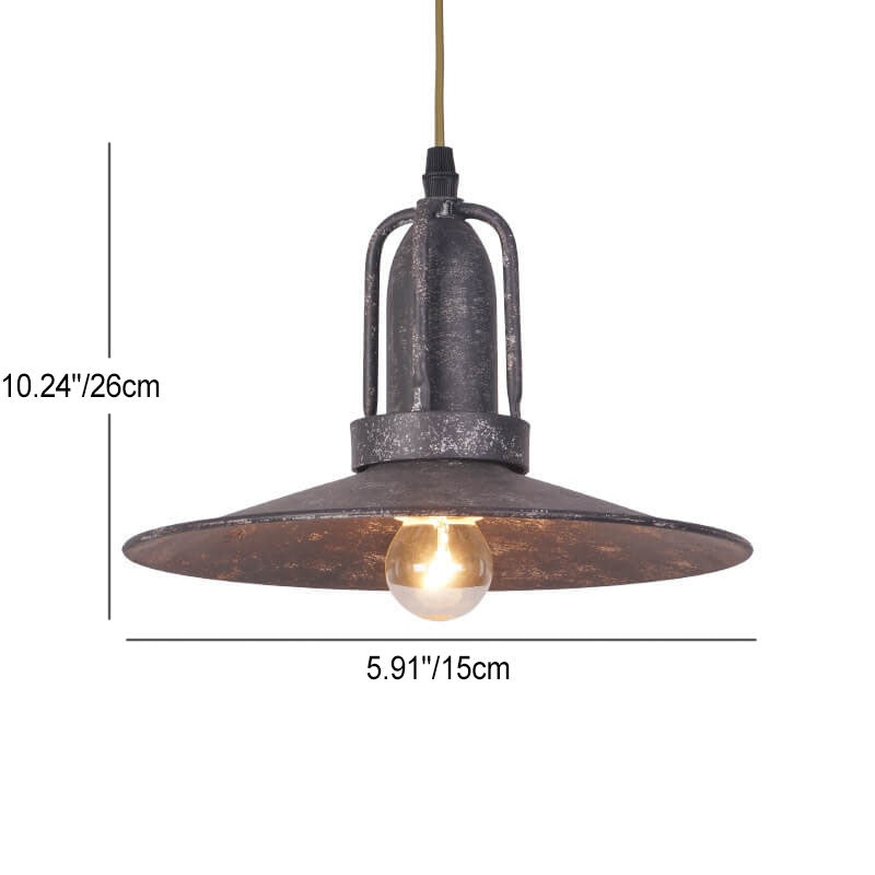 Contemporary Industrial Pot Lid Iron Antique 1-Light Pendant Light For Living Room