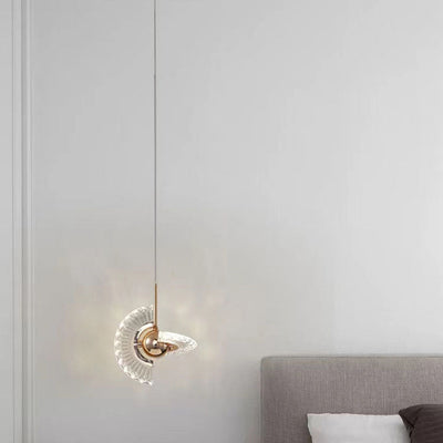 Zeitgenössische Luxus Gold Finish Rahmen Runde Schatten LED Pendelleuchte für Schlafzimmer 