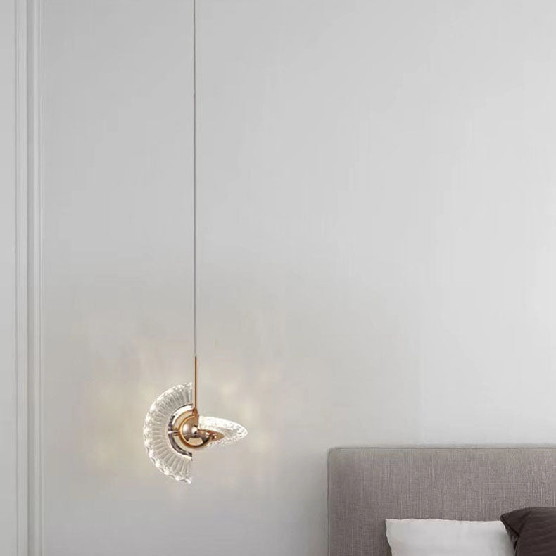 Zeitgenössische Luxus Gold Finish Rahmen Runde Schatten LED Pendelleuchte für Schlafzimmer 