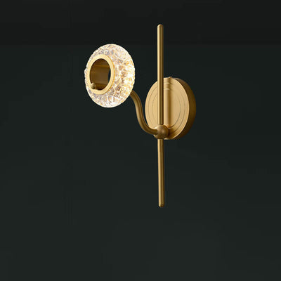 Modern Light Luxury Brass Glass Circle 1/2 Light Wall Sconce Lamp