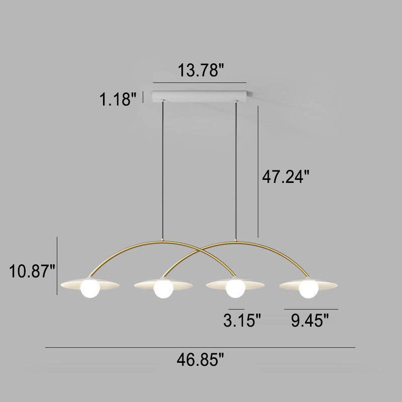 Modern Minimalist Round Arc Island Light 3/4 Light Chandelier