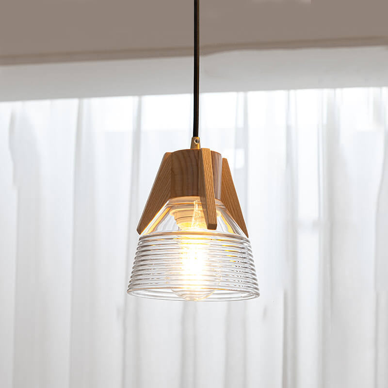 Lámpara de Isla de Cono de Vidrio de Tronco Japonés Vintage 1/3 Luces Candelabro 