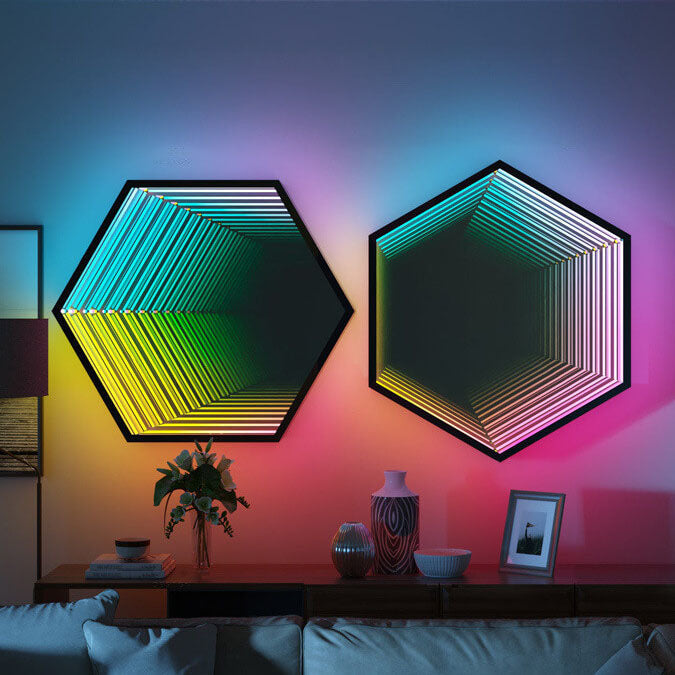Lampe murale décorative créative à LED hexagonale/octogonale RVB 