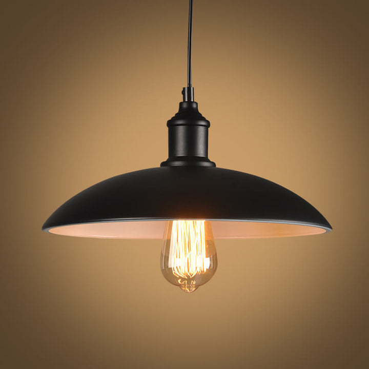 Suspension Luminaire Industriel Rétro Rond Couvercle de Pot en Fer à 1 Lumière 
