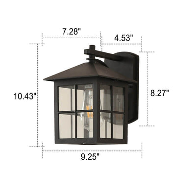 European Vintage Minimalist Rectangular Outdoor Indoor Waterproof 1-Light Wall Sconce Lamp