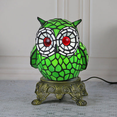 Lámpara de Mesa de Vidrio Tiffany Creative Owl Stained Glass de 1 Luz 