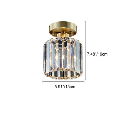 Modern Luxury Crystal Cylindrical Brass 1/4 Light Semi-Flush Mount Ceiling Light