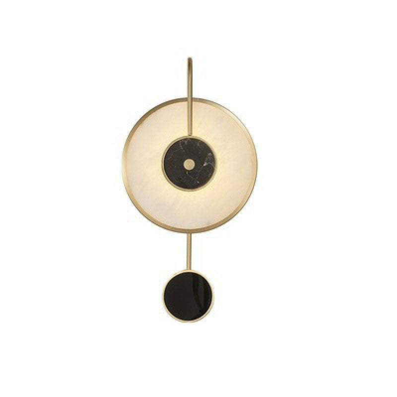Modern Chinese Copper Marble Round LED Wall Sconce Lamp