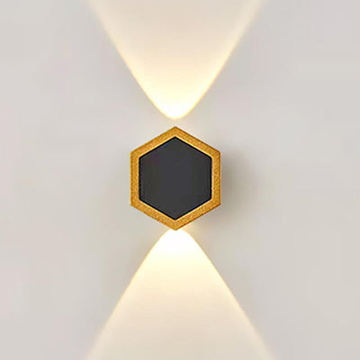 Outdoor Simple Hexagonal Combination Black Gold LED Wall Sconce Lamp