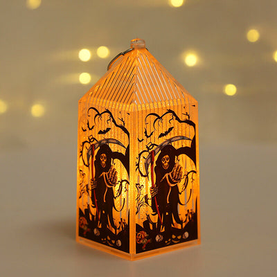 Petite lanterne Portable citrouille d'halloween, squelette de sorcière, décorations d'ambiance, lumières 