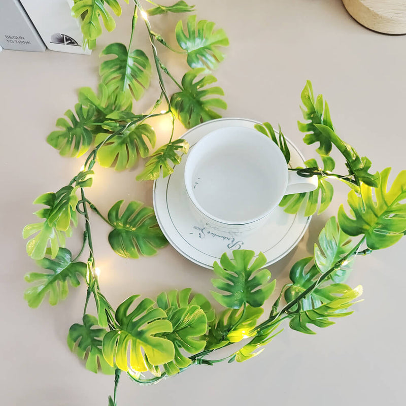 Guirlande lumineuse LED décorative en rotin, feuille de tortue verte, fil de cuivre, Simulation de feuille de tortue 