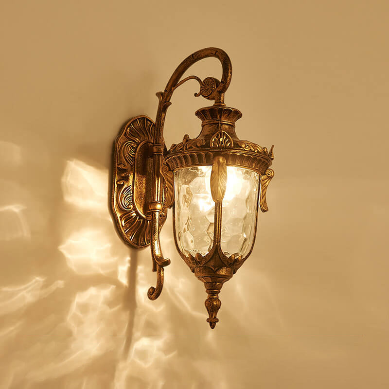 Farol europeo de lujo para exteriores impermeable con aplique de pared de 1 luz 
