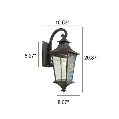 Europäische Retro quadratische Käfig-Glas-Aluminium-wasserdichte 1-Licht-Wandleuchte für den Außenbereich 