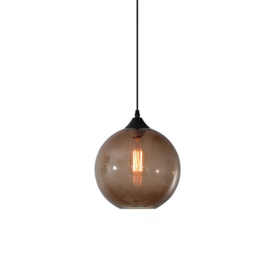 Lustre Suspendu Minimaliste Nordique en Verre Rond Teinté à 1 Lumière 