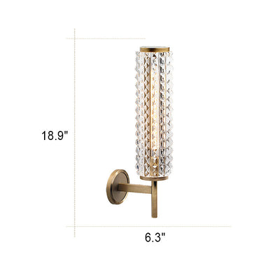 Nordic Luxury Glass Column Brass 1-Light Wall Sconce Lamp