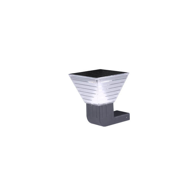 Luz de pared exterior LED solar de plástico y aluminio negro cuadrado moderno 