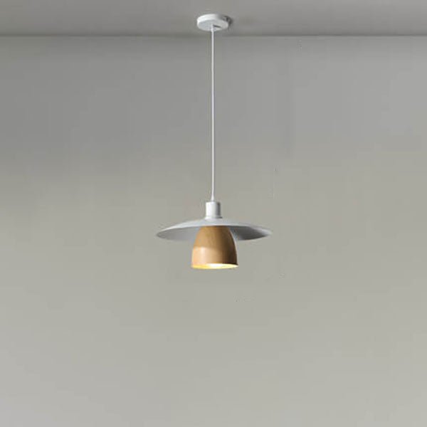 Modern Minimalist Wood Grain Aluminum Iron Round Cone 1/2/3 Light Island Light Chandelier for Living Room