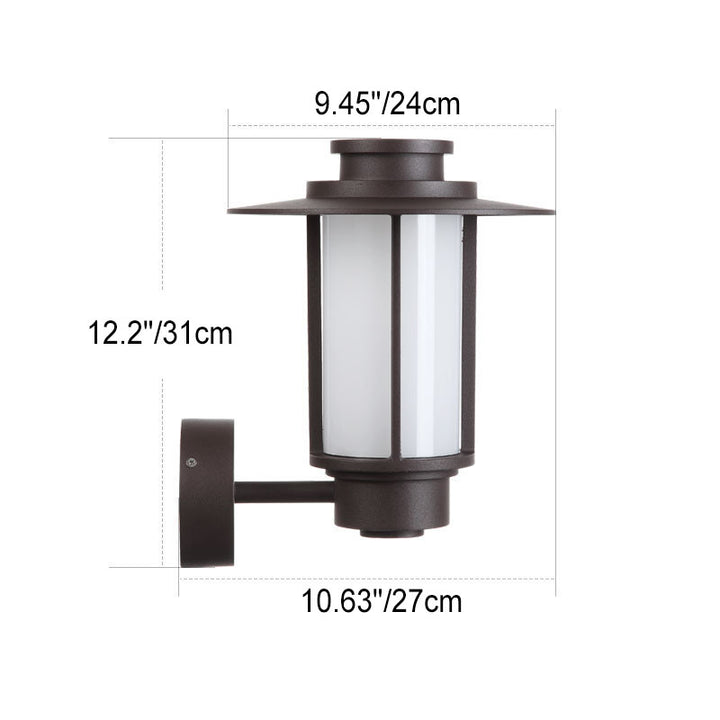 Modern Minimalist Waterproof Coffee Cylinder Lantern 1-Light Patio Landscape Light For Outdoor